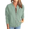 Generic Felpe da donna UK con zip completa - Giacca da donna alla moda a maniche lunghe con tasche, cardigan da donna in tinta unita, felpe comode e larghe da donna senza cappuccio, taglie forti, giacche