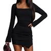JYIXXZX Vestito Donna Elegante Maniche Lunghe Sexy Mini Abito Elasticizzato Aderente Bodycon Vestiti Corto Wrap Tubino Vestiti de Discoteca Sera Festa Cocktail Party Autunno Inverno