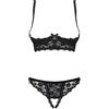 Selente Love & Fun Sfizioso Completo Intimo a 3 Pezzi: Reggiseno, Slip ed Esclusiva Benda per Occhi in Raso. Made in EU.