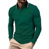 JACKETOWN Polo Uomo Maniche Lunghe Polo da Golf Lavoro Traspirante T Shirt con Taschino Primavera Autunno Camicie per la Pesca Escursionismo,Verde,3XL