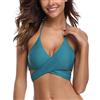 SHEKINI Costumi Donna Halter Push Up Bikini Top Bikini Imbottito Regolabile Croce Straps Costume da Bagno Donna (Large, Verde Scuro-Top)