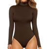 Prontiaduscire Body Donna Maniche Lunghe Collare Alto Maglia Bodysuit 131R2 Marrone L