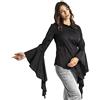 CODICE DONNA Camicia Donna Maniche Lunghe in Cotone con Volant Made in Italy 1487 Nero 46