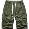 MakingDa Cotone Pantaloni Cargo Uomo Estivi Coulisse Vita Elasticizzata Tasca Utility Slim Fit Corsa Marcia Trekking Campeggio Bermuda Leggero Classico Sportivo Vacanza Spiaggia Short Verde XXXXL