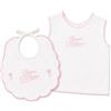 LaVelahome Kit Buona Fortuna Neonato Made in Italy 2 Pezzi, Camicina della Fortuna e Bavaglino 100% Cotone Percalle, Ricamo Elegante, Idea Regalo Corredino Nascita Se Camicino e Bavetta (Rosa)