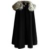 Darringls Cappotto da uomo con collo di pelliccia, medievale, gotico, vintage, con colletto in pelliccia, invernale, caldo, lungo, da uomo, antivento, giacca invernale, trench, Halloween, cosplay, Nero , L