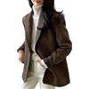 Generic Blazer Donna Blazer da Donna in Tweed A Spina di Pesce Aperto sul Davanti Casual da Lavoro da Ufficio Elegante Trench in Misto Lana A Due Bottoni Cappotto Invernale Cappotto Antivento Marrone L
