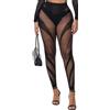 XIUSEMY Collant da donna a vita alta con motivo a rete calze a rete curve strisce collant per le donne, Nero Haiw01, taglia unica
