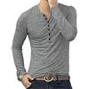 KUYIGO Uomo Maglie a Manica Lunga da Uomo Henley Slim Fit T-Shirt Bottoni Casual Leggera Top XL