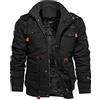 WSLCN Giacche Cargo in Pile Uomo Giubbotto Aviatore Militare in Cotone Cappotto Antivento Inverno Spesso e Caldo