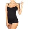 EGI Canotta Donna Spallina Sottile a Costine Lana 85% Seta 15% con Bordo Plissé (XL, Nero)