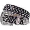 TINIDI Western Bling Bling Strass Cinture Per Uomo Donna Moda Cristallo Borchiato di Cuoio Diamante Cinture Per Jeans, Bianco e nero, Fit Waist 38-40 inches