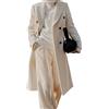 Juankrynord Donna Autunno e Inverno Doppio Petto Cappotto di Media Lunghezza Doppio Petto Cammello Pisello Cappotto di Media Lunghezza Inverno Trench Cappotto Giacca da Lavoro