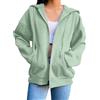 Generic Felpe da donna a maniche lunghe con zip con cappuccio leggere casual a maniche lunghe con tasche cappotti con cappuccio larghi abiti, Verde chiaro-b, 3XL