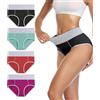 wirarpa Slip Elasticizzato Mutande Donna Cotone Vita Alta Intimo Mutantina Traspirante Pacco da 4 Multicolor-A52 Taglia XS