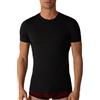 Intimitaly Set 3 Magliette Intime Uomo Cotone Elasticizzato Girocollo e Scollo V T Shirt Finissima Cuciture Piatte Intimo Maglietta Uomo Nera Bianca e Colorata (M, 3 Nere Girocollo)