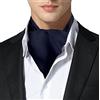 Remo Sartori - Ascot Uomo Doppia Pala In Seta Tinta Unita, Made In Italy (Blu Navy)