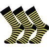 Mysocks Calze unisexin cotone pettinato 3 Paia a righe nere gialle Taglia 37-41