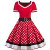 AXOE Donna Vestito Anni 50 Rockabilly Scollo a Cuore con Cintura Regolabile Abito da Cerimonia per Feste e Occasioni Speciali