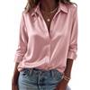 Zeagoo Camicia da Donna in Raso Maniche Lunghe Elegante Blusa da Lavoro | Camicetta in Seta, Scollo a V Blusa con Bottoni , Maglietta Basic in Raso, per Business Ufficio Feste
