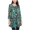 Enmain Maglia Tunica Donna Manica Lunga Maglietta a Maniche Lunghe 3/4 Taglie Forti Blusa Scollo Tondo Stampata Paisley Camicia Top Nera & Verde 2XL