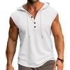 PRIVIMIX Canotta Uomo con Cappuccio Canottiera Palestra Estiva Felpa Maglietta Senza Maniche Bodybuilding Fitness Sportiva Bianco XL