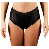 Clessidra Pacco da 6 Mutande con Pizzo Donna in 100% Cotone Made in Italy, Pizzo,Taglie Forti, Intimo Donna, Cotone, Mutande Donna, Slip, Mutande Donna PS06 (9 Nero)