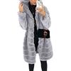Vagbalena Cappotto Donna in Lana Felpata con Cappuccio Giacca Lunga Inverno Casual in Pile Finto Montone Cappotto con Cappuccio Giacca Lunga Calda Cardigan Pelliccia Finta Peluche Giacca (Grigio,XL)