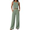 Chanpning Completo Estivo Donna Lino Tailleur Donna Estiva Senza Maniche Girocollo Tuta Completa Lino e Cotone Completi Estivi Set Casual Relax Corte Top e Pantaloni Estivi da Casa Ideale Per Vacanza