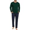 Marvmys Completo Pigiama da Uomo a Maniche Lunghe Pigiama a Righe con Bottoni e Pantaloni Pigiama Elasticizzati con Tasche Completo Loungewear in Cotone da Due Pezzi Verde Marino S