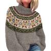 Generico Maglione Donna Invernale Norvegese Casual Invernale Maglioni Islandese Elegante Girocollo Maniche Lunghe Maglione Lavorato a Maglia Colorato Leggero Pullover Curvy Caldo Maglia Top Sciolto Maglioncino