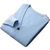 Dninmim Maglione da uomo in cashmere lavorato a maglia, per autunno e inverno, a maniche lunghe, tinta unita, blu cielo, XL