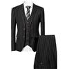 Generic Completo da uomo gessato 3 pezzi elegante a righe con due bottoni set per uomo gessato abiti slim fit per affari, Nero , XL