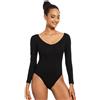 s.lemon Body Danza Classic,Adulti Nero Cotone Manica Lunga Ballo Body Ginnastica Ritmica per Donna