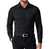 WINKEEY Camicia Uomo Maniche Lunga Camicie No Stiro Business Camicia Senza Rughe Regolare Fit Elegante Casual,Nero L