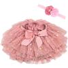 Beganly Gonna morbida con volant in tulle con fodera per pannolini, principesse, feste, tutù, set con fascia floreale