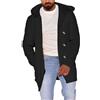 VEMOW Cappotto in lana con cappotto uomo - Doppio petto pea coat, medio-lungo, business trench coat, caldo per giornate fresche(Black, L)