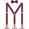 WANYING Set di bretelle e papillon da uomo, 2 WAY TO Wear 6 asole in pelle 3 fermagli Forma a Y 3,5 cm di larghezza bretelle estese per statura 160-200cm