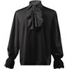 FJKVKDT Camicia medievale vintage da uomo, camicia da pirata da uomo, costume da carnevale classico retrò rinascimentale arricciato, include cintura, Nero , m