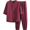 pvucpot Abbigliamento da Uomo in Puro Cotone Tai Chi Uniforme Uomo Kung Fu Abbigliamento a Maniche Lunghe Cinese Tradizionale Vestiti Tradizionali, Ampia Vestito di Sizetang