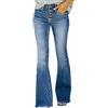 Generico Jeans Larghi Casual con Strass Morbide Confortevole Flared Fit Jeans con Tasche Bootcut Donna Pantaloni a Palazzo Elasticizzati Pantaloni Skinny con Brillantini (Sky Blue, XL)