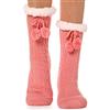 EBMORE Calzini Morbidi per Donne, Calzini Termici Antiscivolo, Calzini da Montagna Rassicuranti, Regalo Invernale, Calzini di Natale Peluche, Calzini da Casa (Palla Rosa)