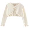 Yimutian Cardigan Bambina Cerimonia Manica Lunga Bolero Maglione in Cotone Cardigan Corto in Maglia Tinta Unita Abito da Sera Battesimo Bianco 110
