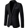 Darringls Giacche da uomo sportive, tinta unita, per il tempo libero, per la primavera, sottile, leggera, elegante, slim fit, per matrimoni, giacca regolare, Nero , L