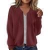 Suncadmious Donna Full Zip Felpa Giacca Stand Collare Capispalla Senza Cappuccio Cappotto Casual con Tasche (Rosso,M)
