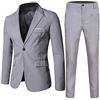 Generisch Vestito per bambini da sposa Ragazzo Primavera Solido Manica Lunga Pantaloni Cappotto Abiti 2PC Abbigliamento Camicia Ragazzi, grigio., 14-15 anni