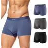 Arjen Kroos Boxer Modal Uomo Mutande Uomo Vita Bassa Confezione da 3 Pezzi Blu Chiaro/Grigio Scuro/Nero L