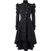 Foweknow Trench Coat - Cappotto invernale da donna, in lana medievale, per il rinascimento, lungo, in velluto, elegante, invernale, outwear risvolto, cappotto vintage, parka, Nero , L