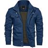 KEFITEVD - Bomber mimetico da uomo, stile cargo, giacca da lavoro, casual, con zip intera, giacca a vento