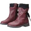 BIKETAFUWY Stivaletti da donna in pelle chic ed elegante stivaletto da donna con tacco piccolo comfort chic stivaletti invernali in maglia scarpe da sposa casual stivali con zip stivali comode, 01 Bordeaux, 39